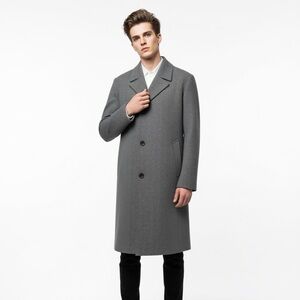 HUGO BOSS Herringbone Wool Blend Trench Coat Men's Size 48